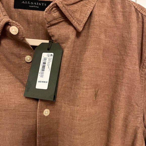 NWT All Saints Ramskull Textured Button Down Dress Shirt New - Picture 5 of 5